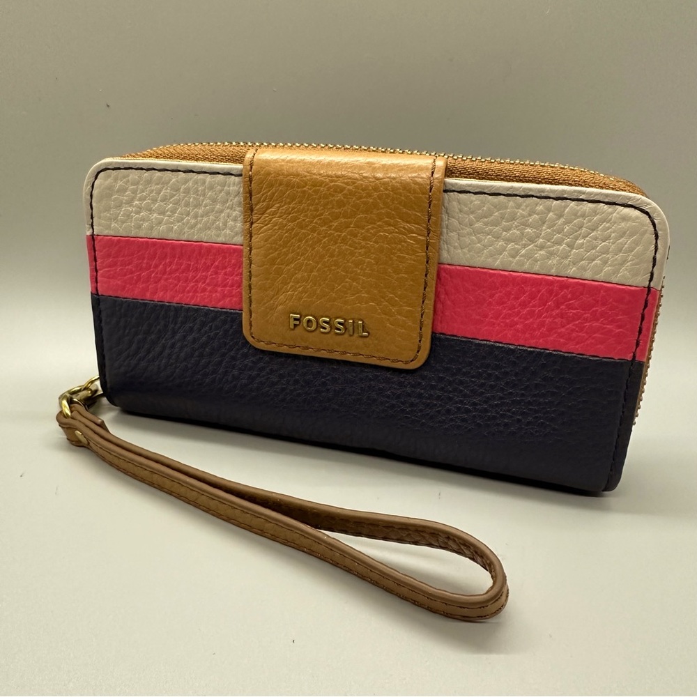 Fossil Madison Zip Multi Navy Wristlet Wallet NWT